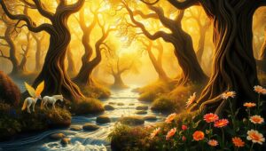 Enchanted Bronze Forest – free AI stock image
