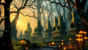 Enchanted Bronze Forest at Dusk – free AI stock image