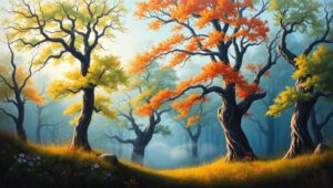 Enchanted Dawn in the Forest – free AI stock image