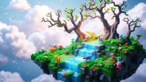 Enchanted Floating Island Adventure – free AI stock image