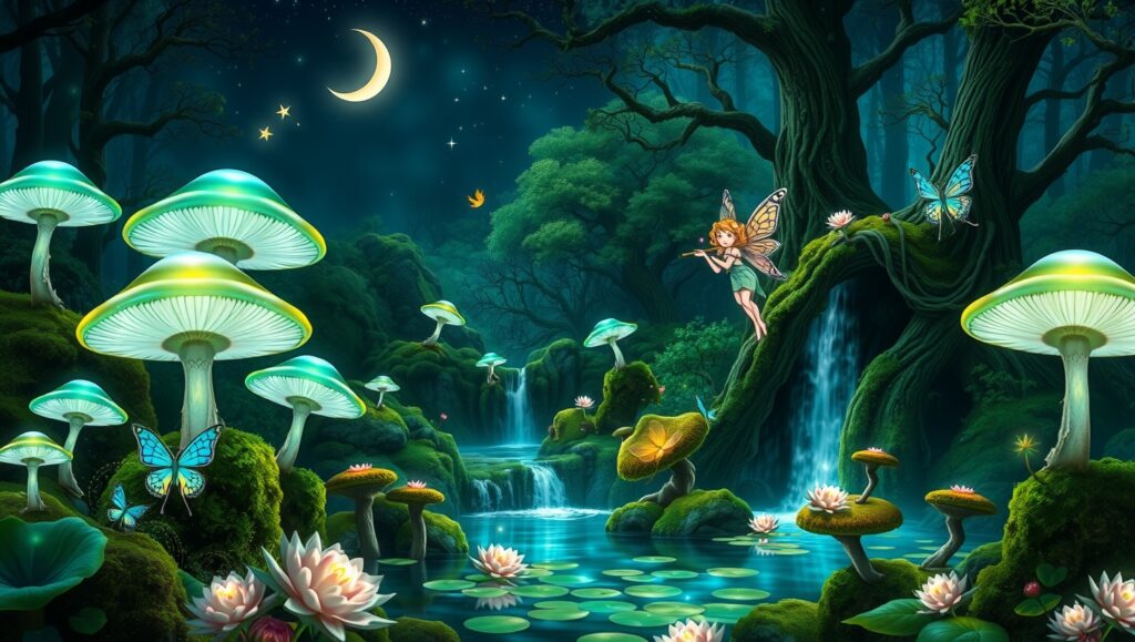 Enchanted Forest at Night – free AI stock image