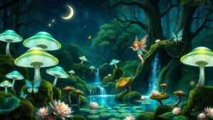 Enchanted Forest at Night – free AI stock image