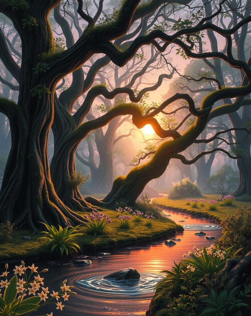 Enchanted Forest at Twilight – free AI stock image
