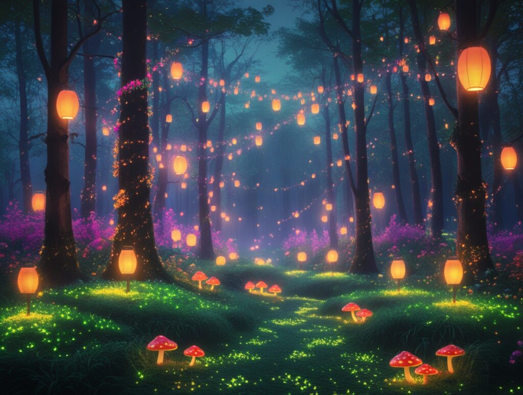 Enchanted Forest Celebration of Light – free AI stock image