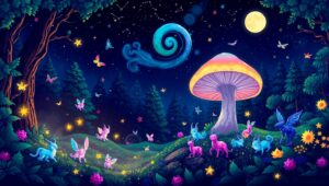 Enchanted Forest Dance Party – free AI stock image