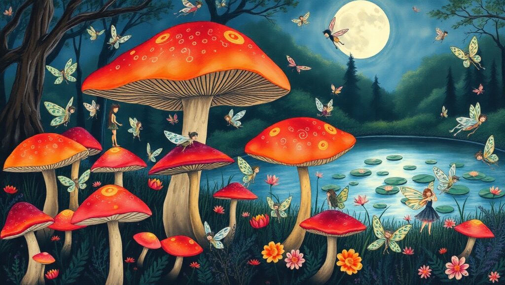 Enchanted Forest Fairies Sketch – free AI stock image