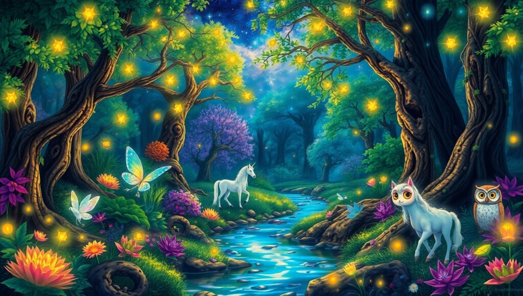 Enchanted Forest in Anime Style – free AI stock image