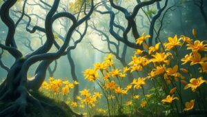 Enchanted Forest of Light – free AI stock image