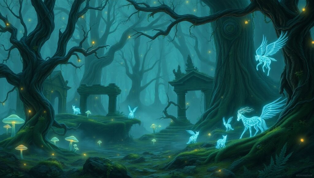 Enchanted Forest of Lost Secrets – free AI stock image