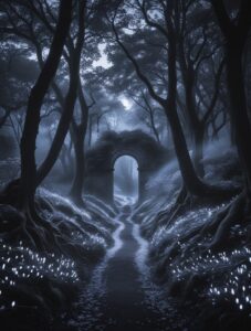 Enchanted Forest Path at Dusk – free AI stock image