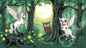 Enchanted Forest Sketch Illustration – free AI stock image