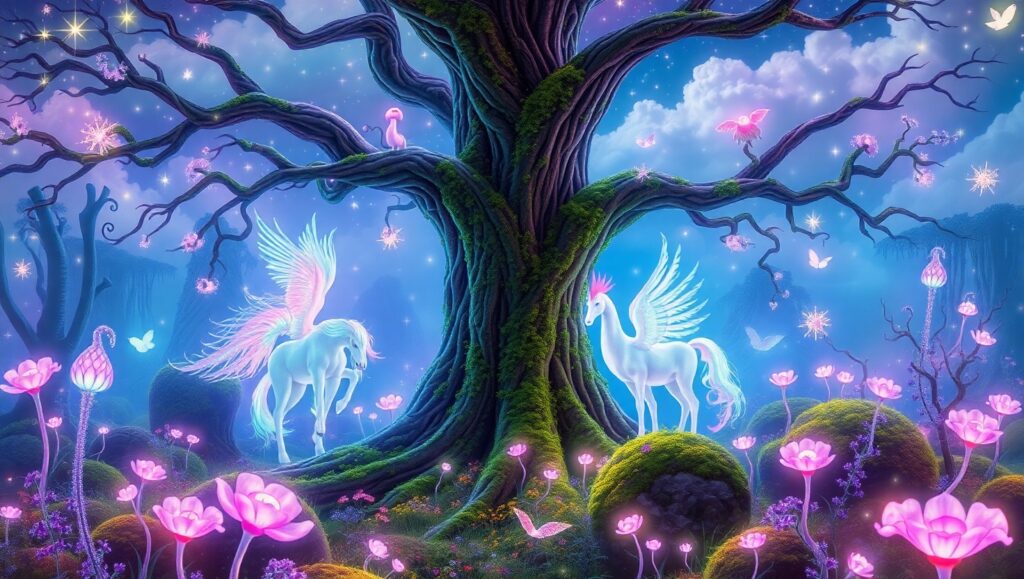 Enchanted Forest Under a Starry – free AI stock image