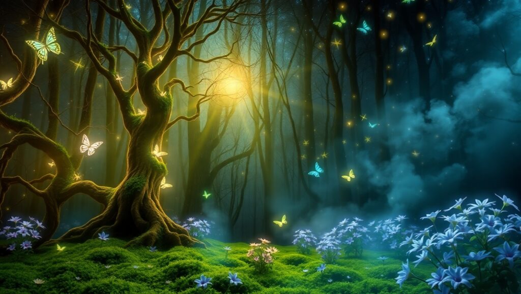 Enchanted Forest Under Starlit – free AI stock image