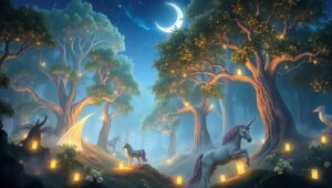 Enchanted Forest Under Starry Skies – free AI stock image