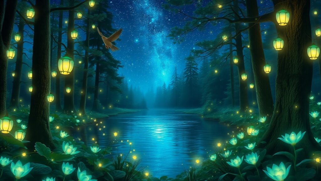 Enchanted Forest Under Starry – free AI stock image