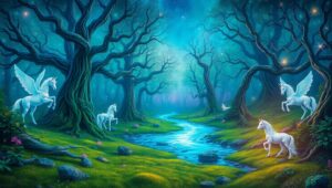 Enchanted Forest Under Stars – free AI stock image