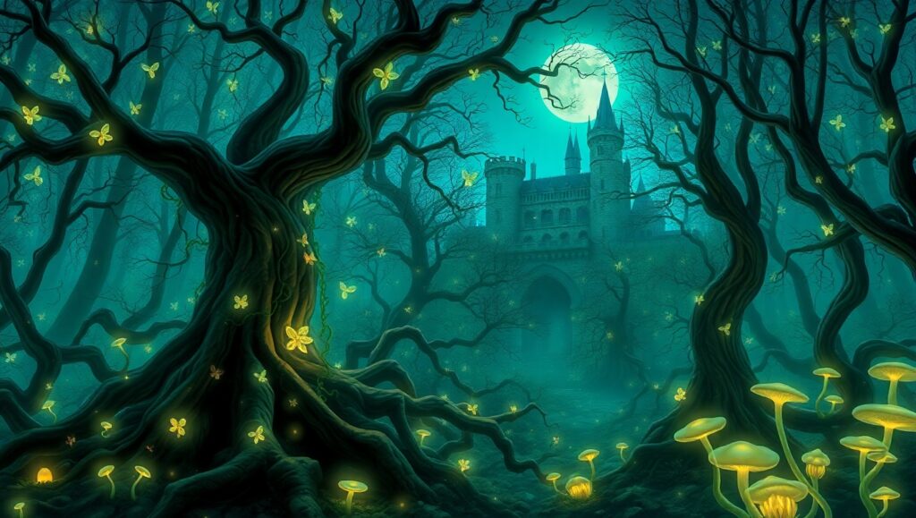 Enchanted Forest Under the Moonlight – free AI stock image