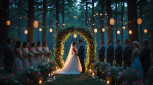 Enchanted Forest Wedding at Dusk – free AI stock image