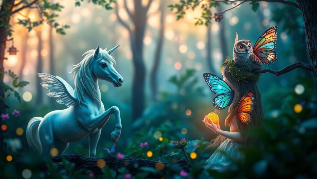 Enchanted Forest with Bokeh Magic – free AI stock image