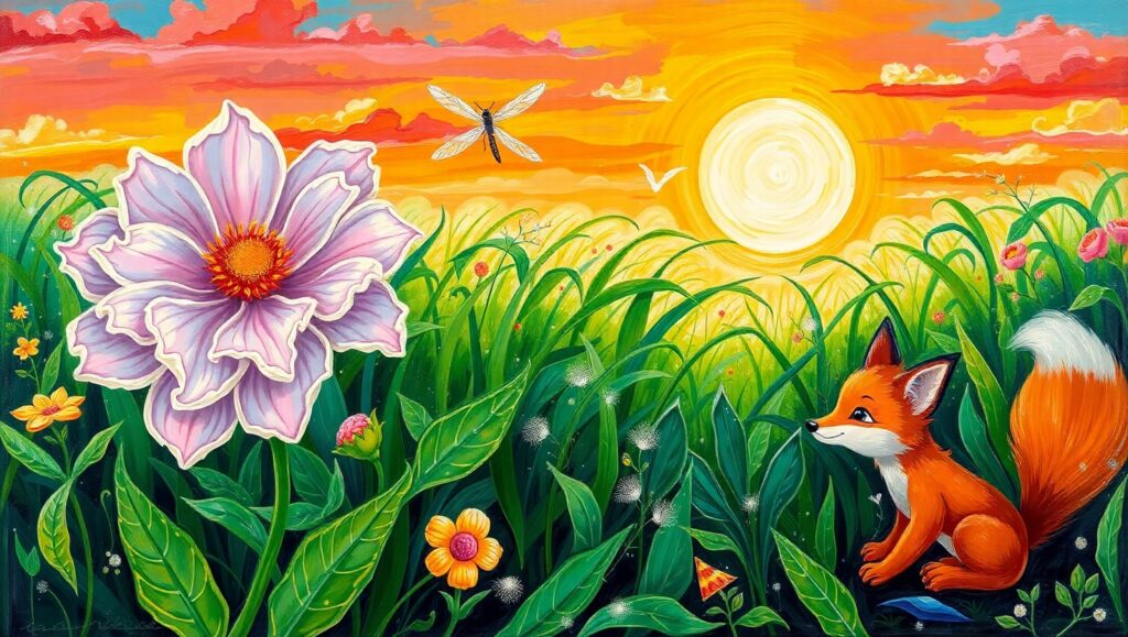 Enchanted Garden at Sunset – free AI stock image