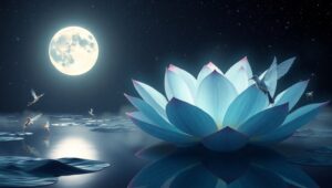 Enchanted Lotus Under Moonlight – free AI stock image