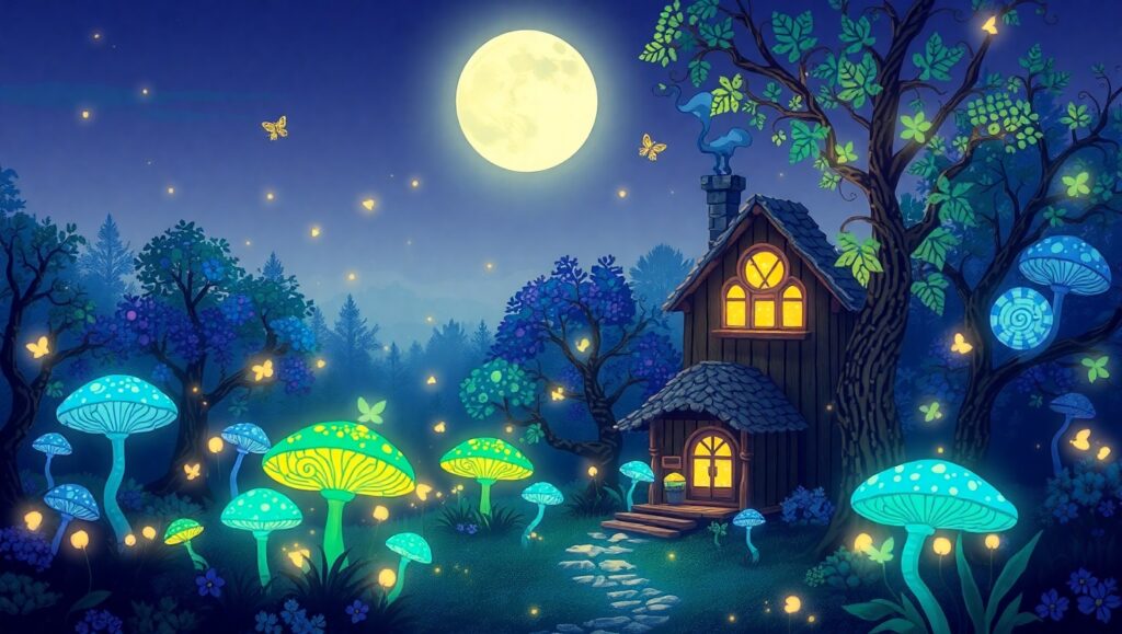 Enchanted Night in Pixel Forest – free AI stock image