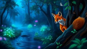 Enchanted Night in the Forest – free AI stock image