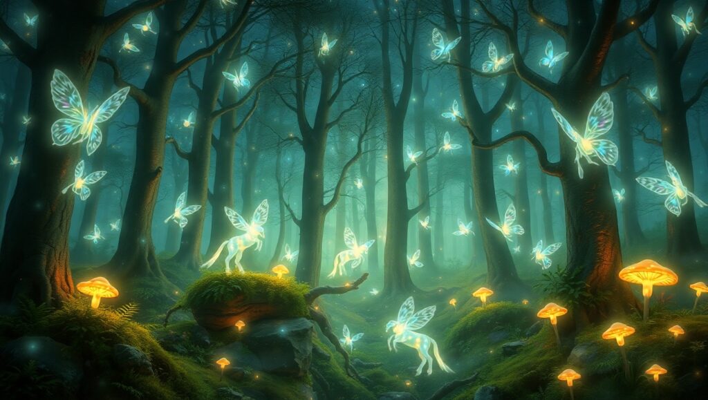 Enchanted Night in the Forest – free AI stock image