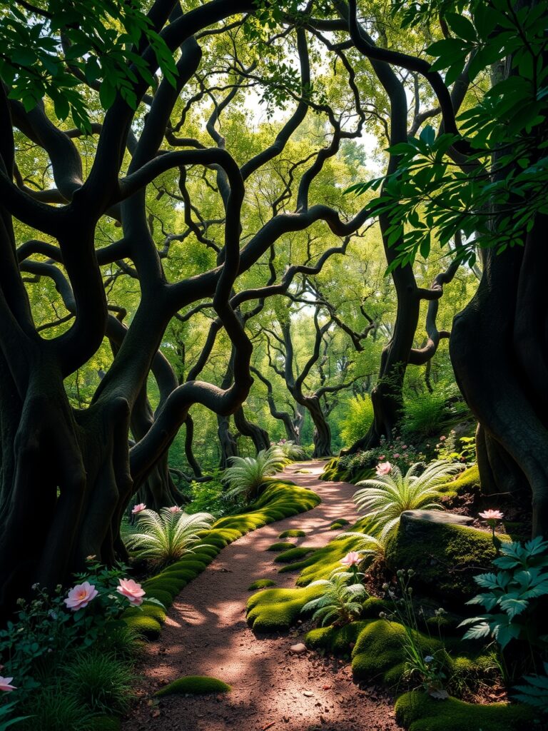 Enchanted Pathway Through the Lush Forest – free AI stock image