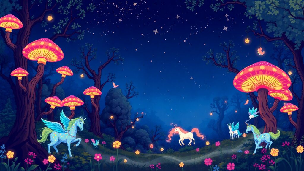 Enchanted Pixel Forest – free AI stock image