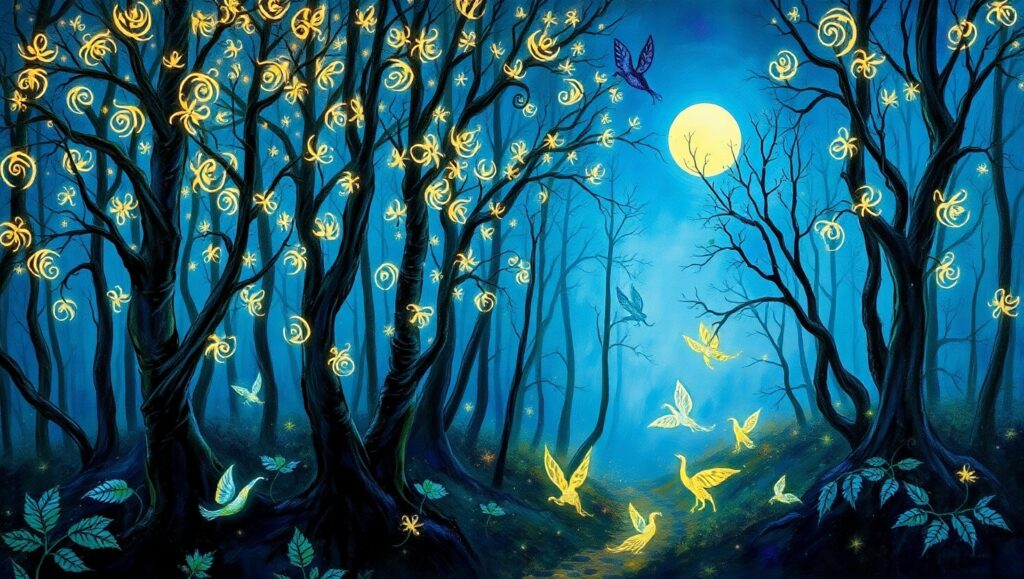 Enchanted Twilight Forest – free AI stock image
