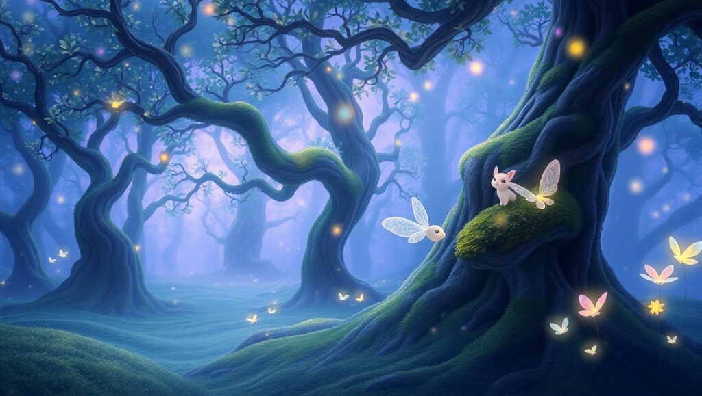 Enchanted Twilight Forest – free AI stock image