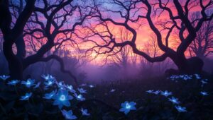 Enchanted Twilight in Ethereal Forest – free AI stock image
