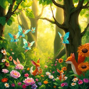 Enchanting Animated Forest Creatures – free AI stock image
