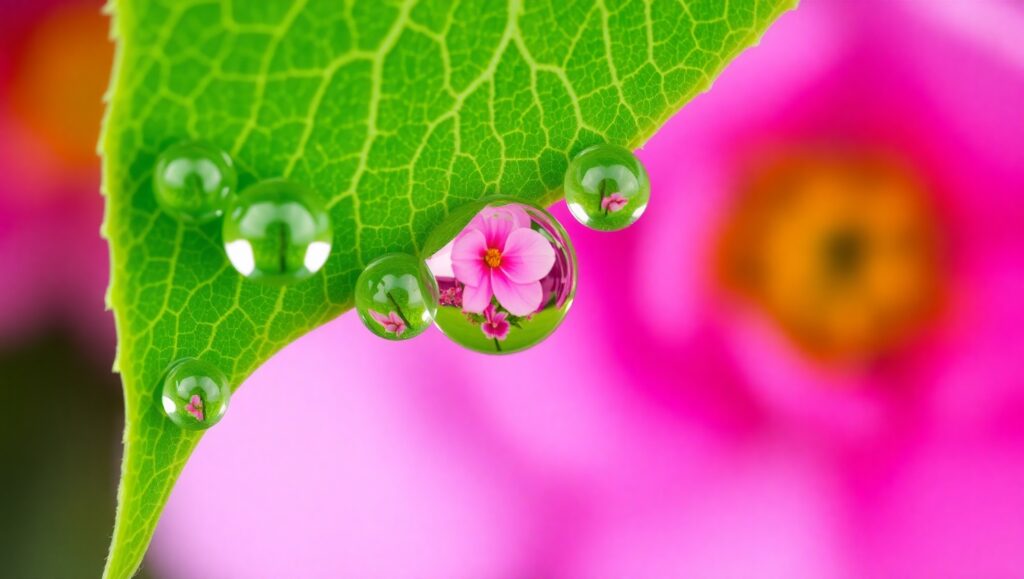 Enchanting Dew Droplets World – free AI stock image