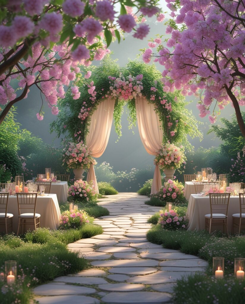 Enchanting Floral Wedding Garden Escape – free AI stock image
