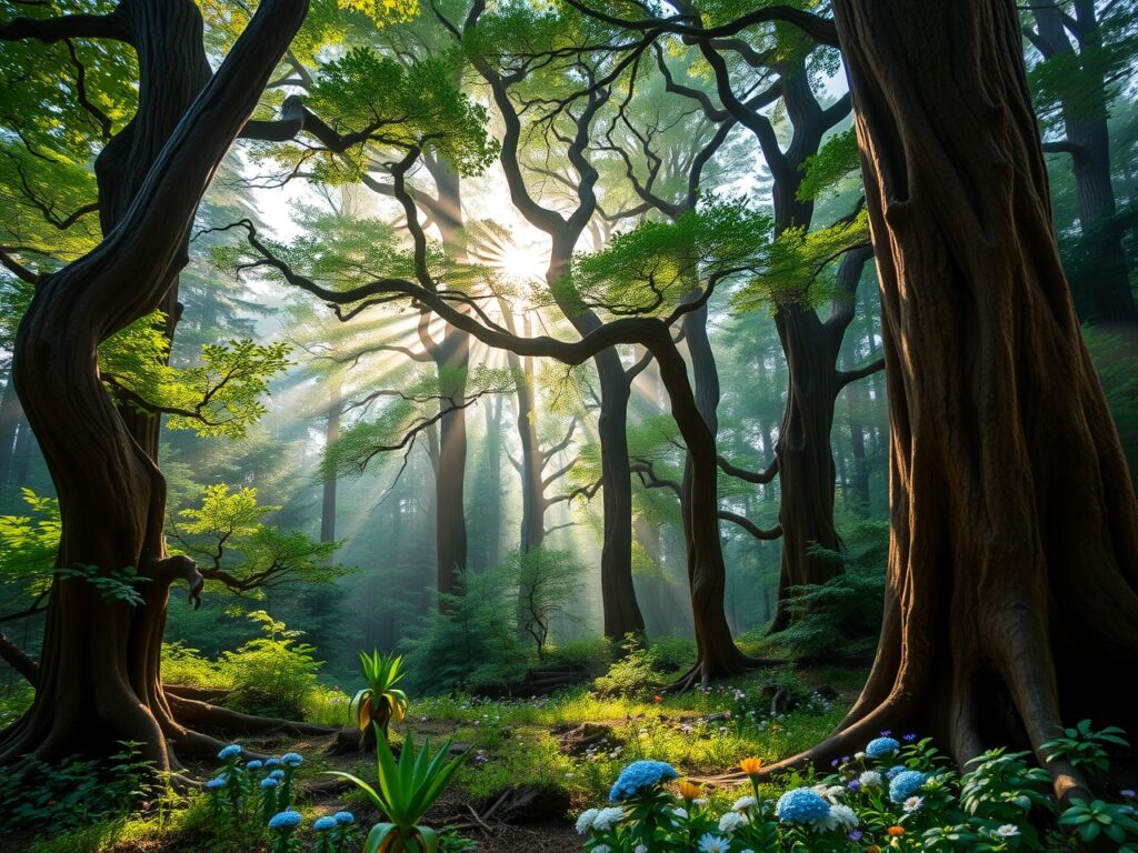 Enchanting Forest Background with Soft Light – free AI stock image