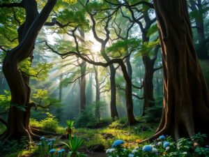 Enchanting Forest Background with Soft Light – free AI stock image