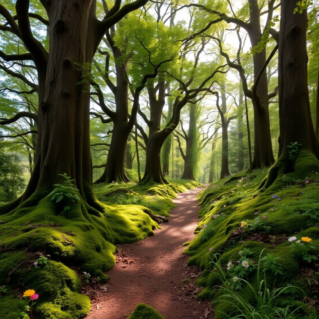 Enchanting Forest Bathed in Soft Light – free AI stock image