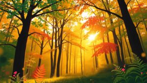 Enchanting Forest Bokeh Lights – free AI stock image