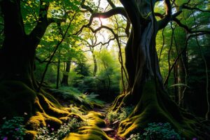 Enchanting Glade in a Whispering Forest – free AI stock image