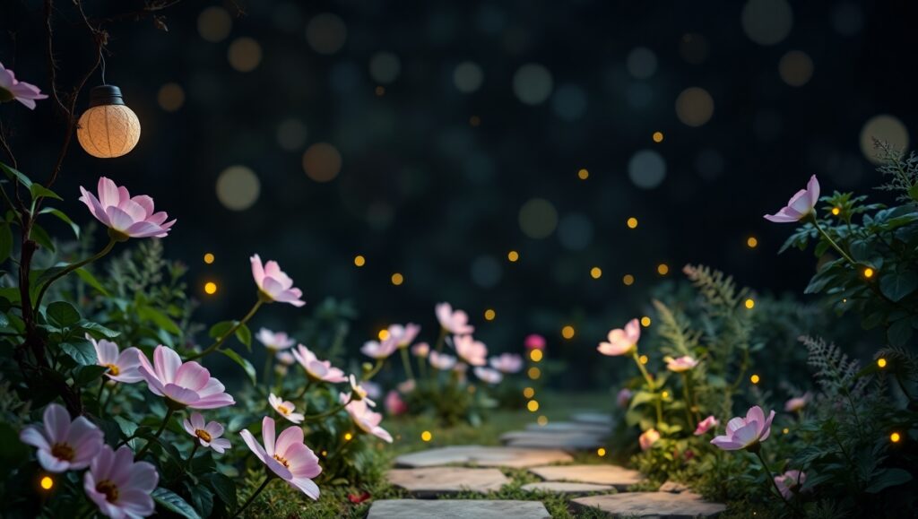 Enchanting Glowing Garden Scene – free AI stock image