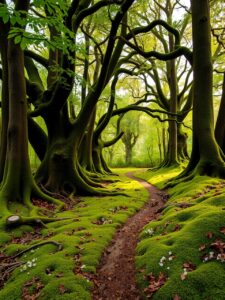 Enchanting Green Canopy of an Ancient Forest – free AI stock image
