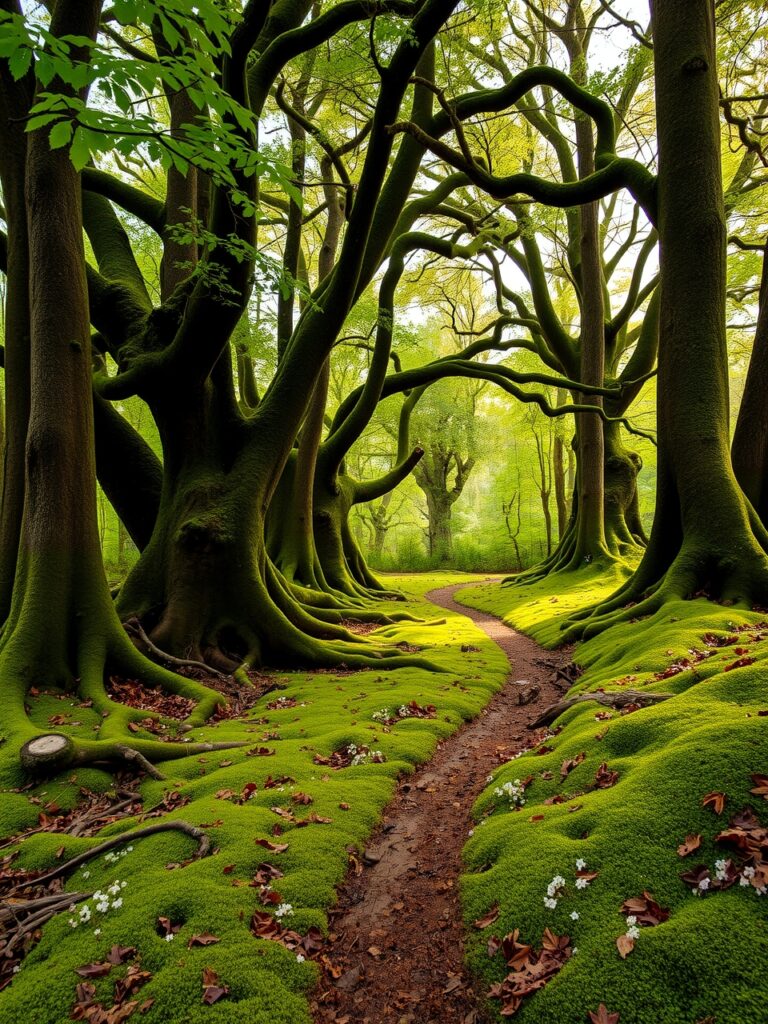 Enchanting Green Canopy of an Ancient Forest – free AI stock image