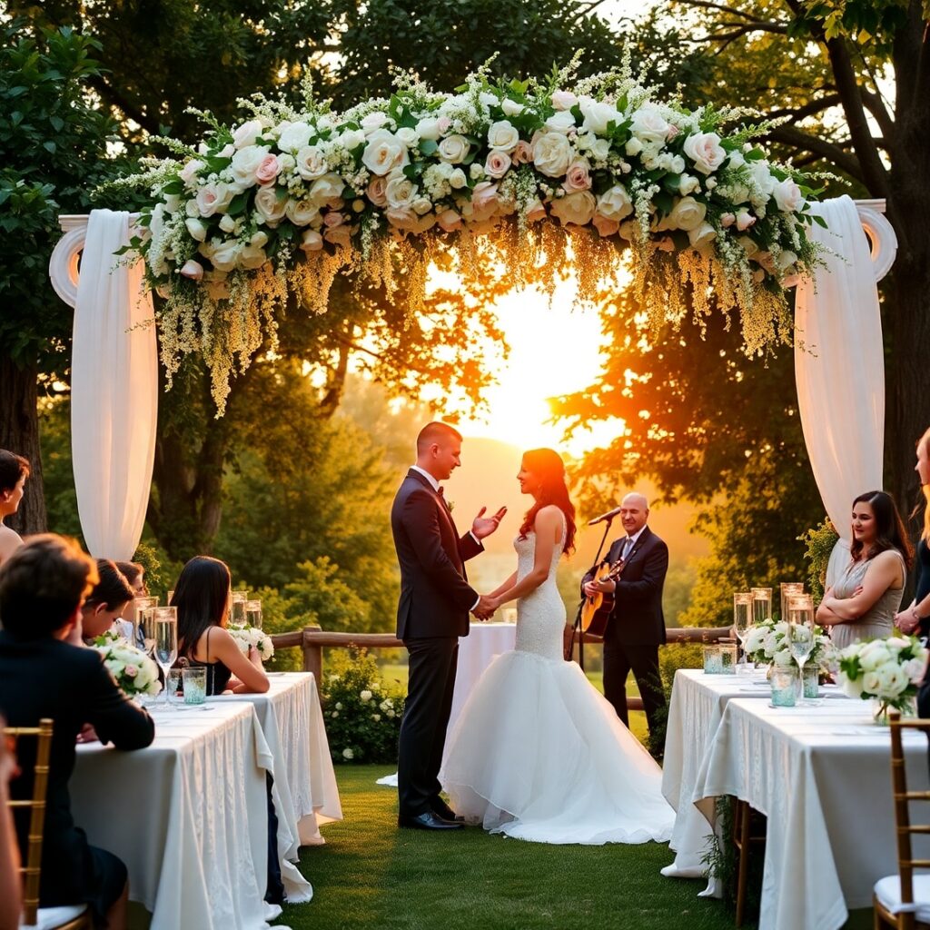 Enchanting Outdoor Wedding Celebration – free AI stock image