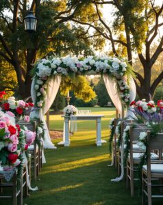 Enchanting Outdoor Wedding Ceremony – free AI stock image