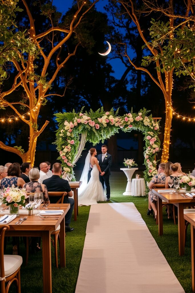 Enchanting Outdoor Wedding Under the Stars – free AI stock image