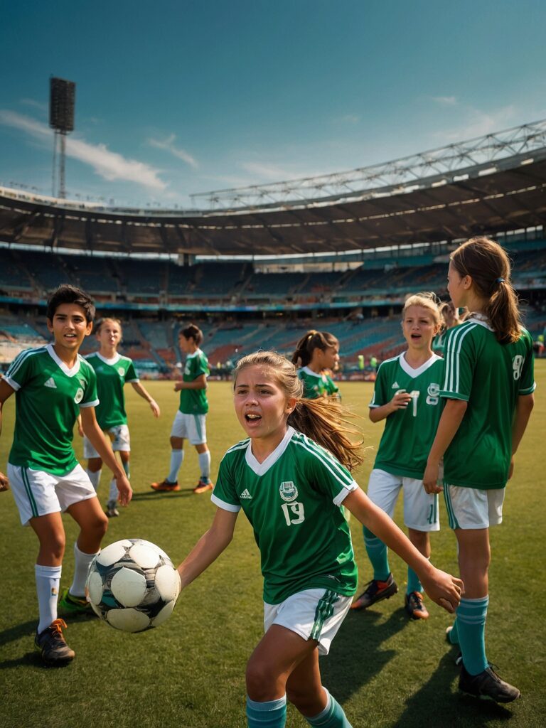 Energetic Youth Playing Soccer on Field – free AI stock image