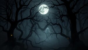 Enigmatic Shadows in the Forest – free AI stock image