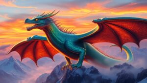 Epic Dragon Over Mystical Mountains – free AI stock image